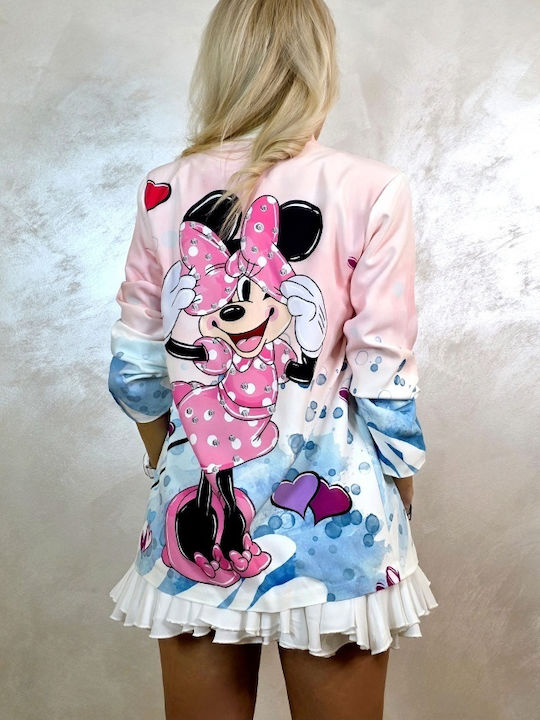 Μακρύ Γυναικείο Σακάκι Pink