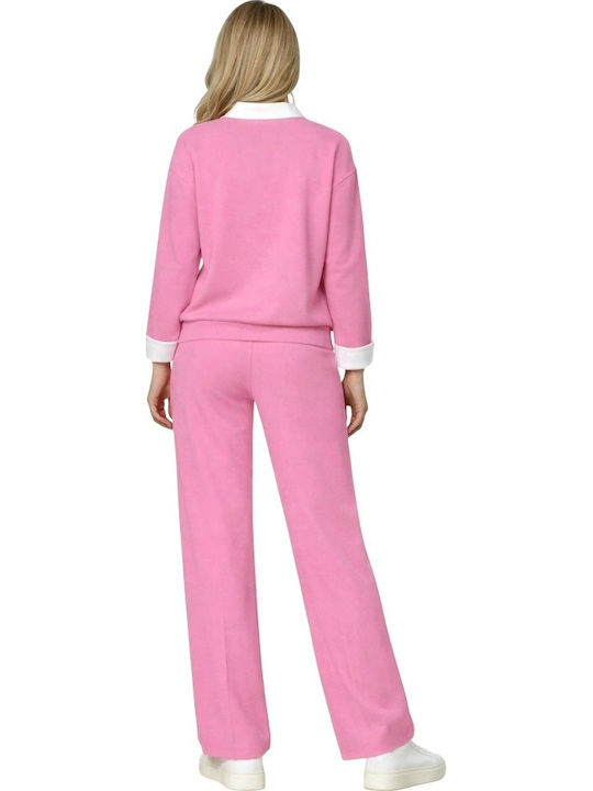 Γυναικείο Pink Σετ με Παντελόνι σε Loose Εφαρμογή