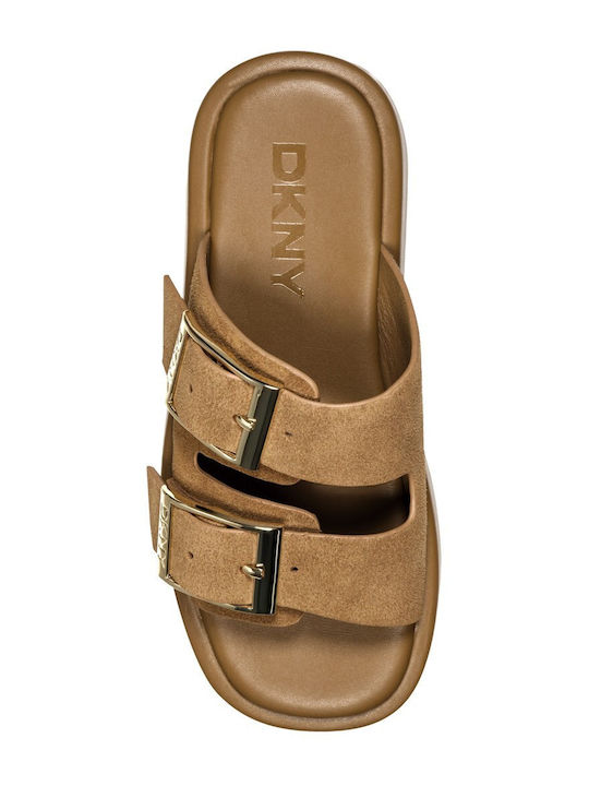 Women's Flat Sandals Flatforms in Tabac Brown Color