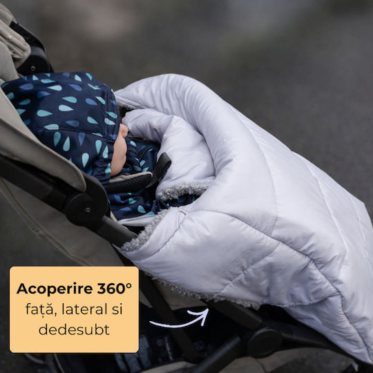Kidizi Universal Sac de picioare pentru cărucior Impermeabil Gri cu căptușeală Fleece