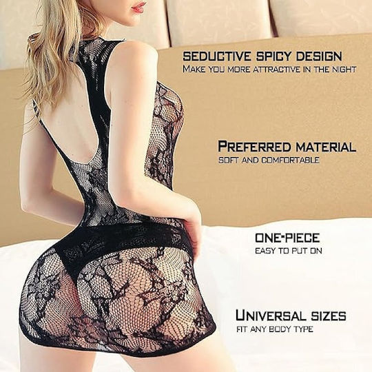 SMD Noir Temptation Intimate Series Schwarze Spitze Dessous Mini Kleid One Size
