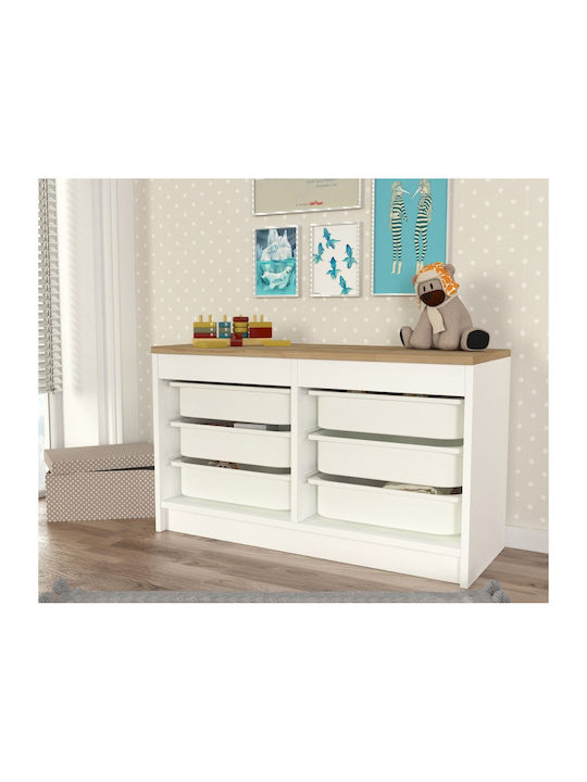 Comodă pentru copii Alb cu 6 sertare 89x34x52buc