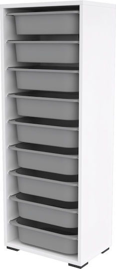 Kids Chest of Drawers White with 9 Drawers 45.5x30x122cm