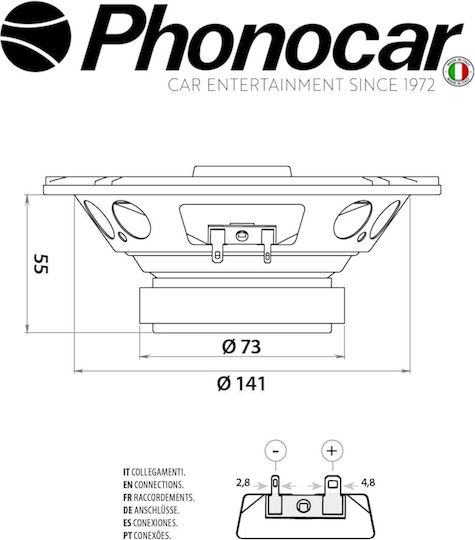 Phonocar Car Speaker Set 6.5" with 30W RMS (2 Way)