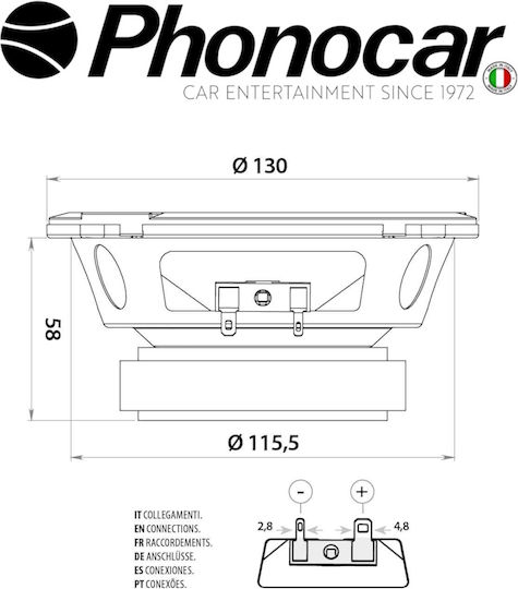 Phonocar Car Speaker Set with 50W RMS (Woofer)