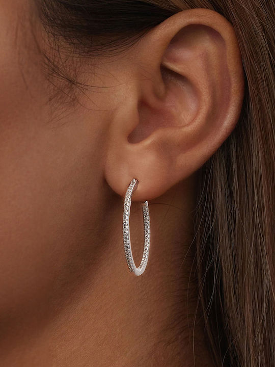 Daskalakis Earrings Hoops made of Silver with Stones