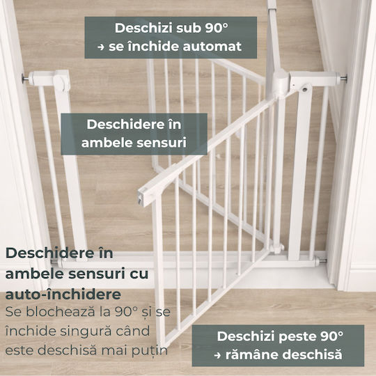 Kidizi Ușă de siguranță Montaj simplu din Lemn în Culoare Alb 1buc