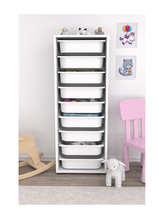 Comodă pentru copii Gri cu 9 sertare 45.5x30x122buc