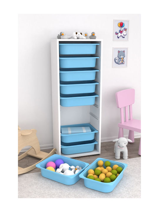 Comodă pentru copii Alb cu 9 sertare 45.5x30x122buc