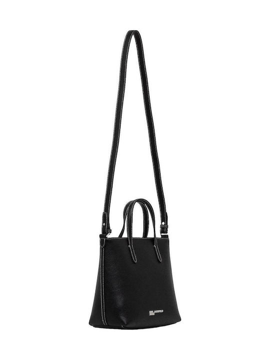 Metal Logo Women's Bag Tote Handbag Black