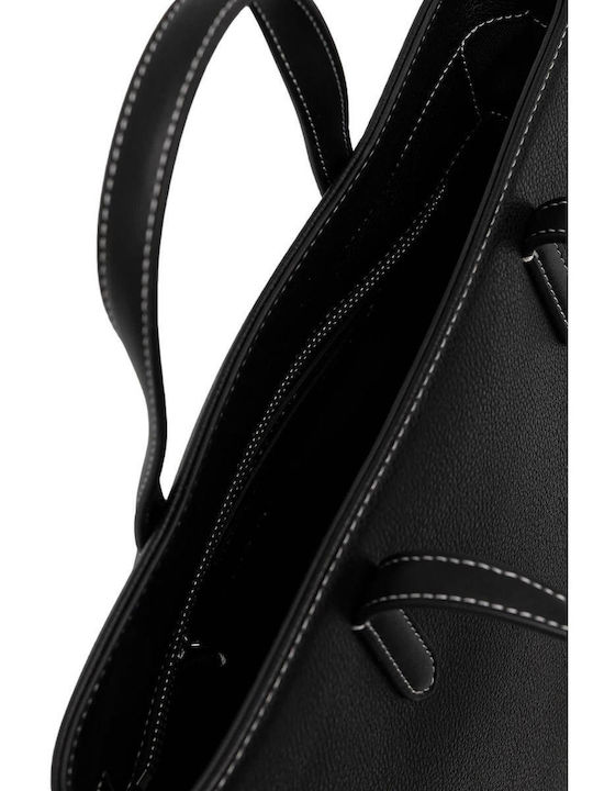 Metal Logo Women's Bag Tote Handbag Black