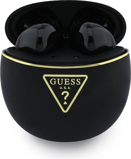 Guess Gold Line Triangle Earbud Bluetooth Handsfree Ακουστικά με Αντοχή στον Ιδρώτα και Θήκη Φόρτισης Χρυσά
