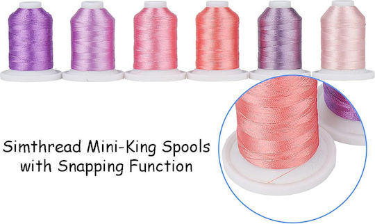 Set Fire De Broderie 9 Bobine 730 M Cutie De Depozitare Multicolor Nuanțe Roz
