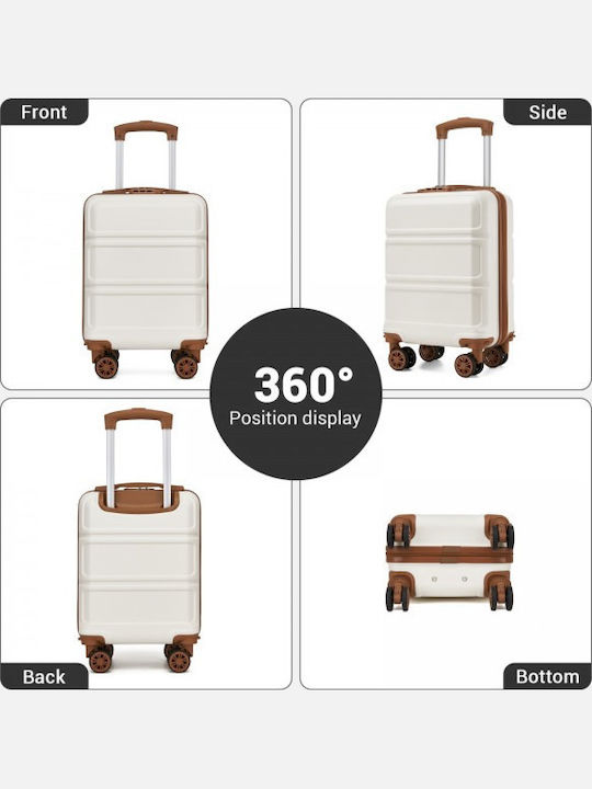 Miss Lulu Reisekoffer Hart Cream Und Braun mit 4 Rädern Höhe 45cm