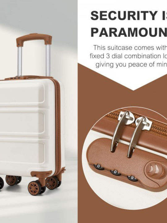 Miss Lulu Reisekoffer Hart Cream Und Braun mit 4 Rädern Höhe 45cm