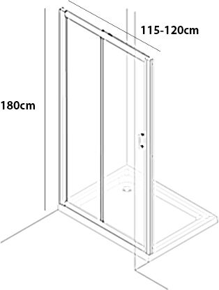 Piccadilly Cabinet Duș cu Glisare Ușă 115-120x185cm Sticlă transparentă Chrome