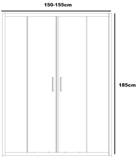 Piccadilly Cabinet Duș cu Glisare Ușă 150-155x185cm Sticlă transparentă Chrome