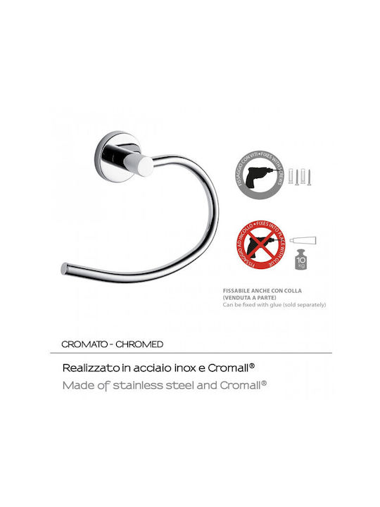 Piccadilly Single Wall-Mounted Bathroom Ring Silver