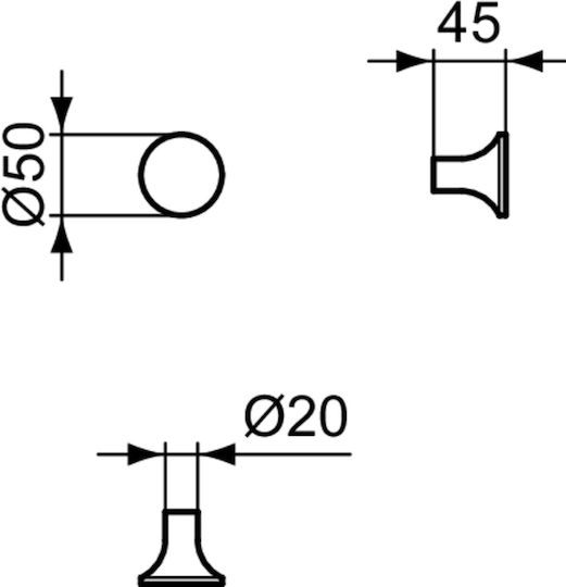 Ideal Standard Άγκιστρο Μπάνιου Μονό με Βίδες ​50x50cm Ασημί