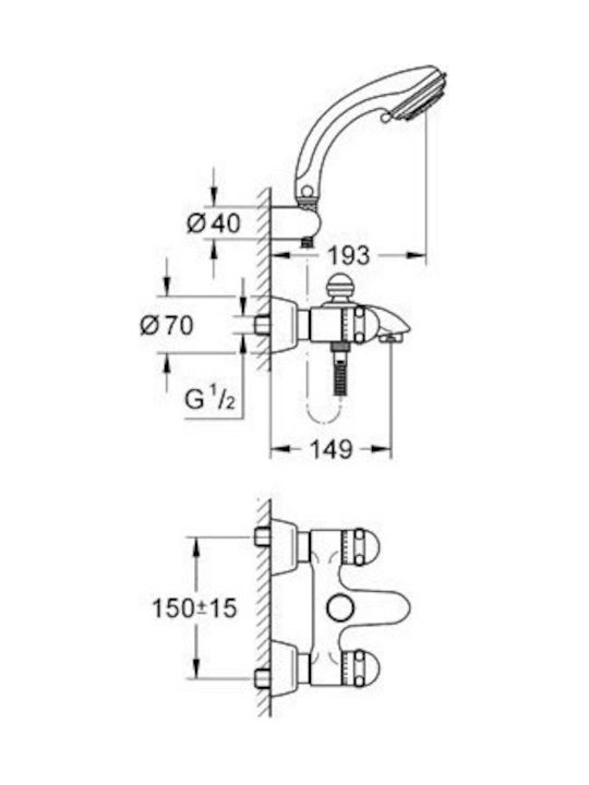 Grohe Αναμεικτική Μπαταρία Μπανιέρας Πλήρες Σετ Grohe Αναμεικτική Μπαταρία Μπανιέρας Πλήρες Σετ