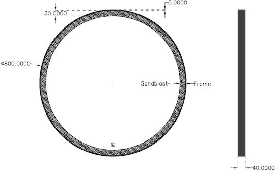 Bronze Art 60A7-80-804 Στρογγυλός Led Αφής 80x80cm Μαύρος