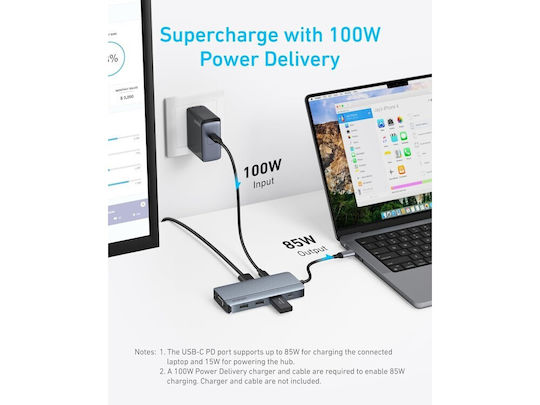 Anker USB-C Stație de andocare cu HDMI 4K PD Gri (A83790A2)