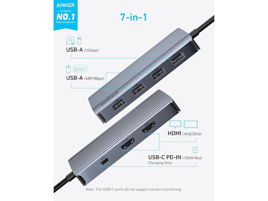 Anker USB-C Docking Station with HDMI 4K PD Silver (A83740A2)