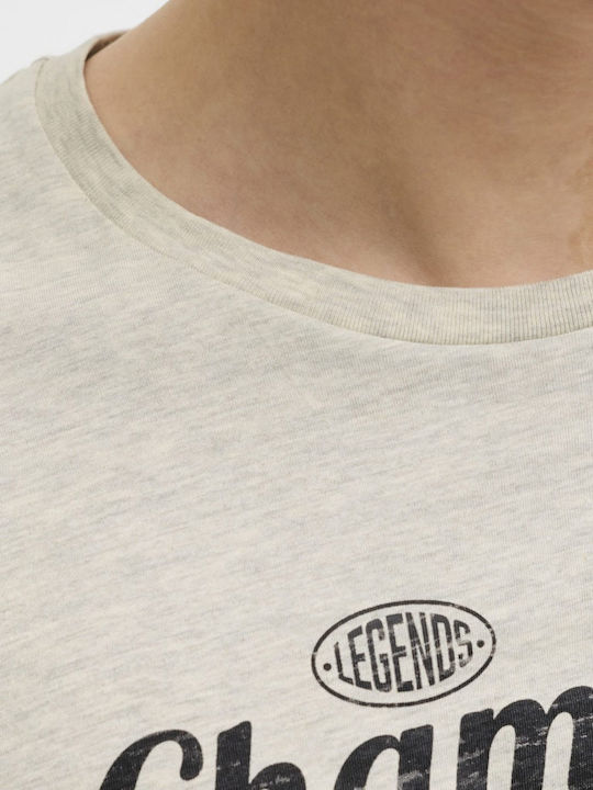T-Shirt Grey White Melange 12290797 White