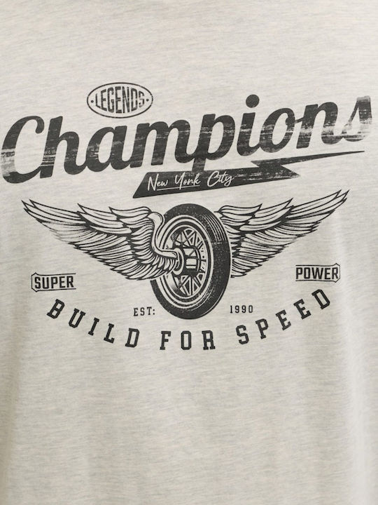 T-Shirt Grey White Melange 12290797 White