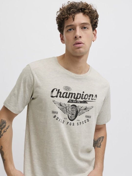 T-Shirt Grey White Melange 12290797 White