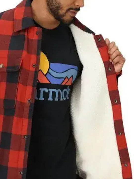 Langärmeliges Flanell Overshirt Rot