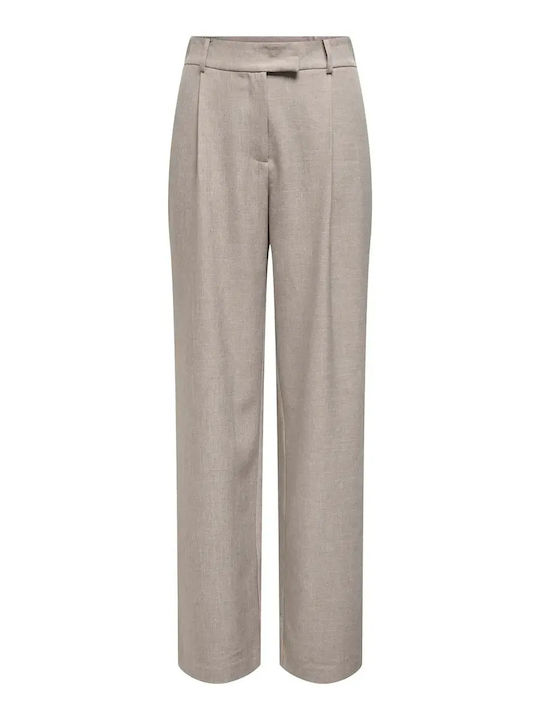 Damen Hoch tailliert Stoff Hose Beige