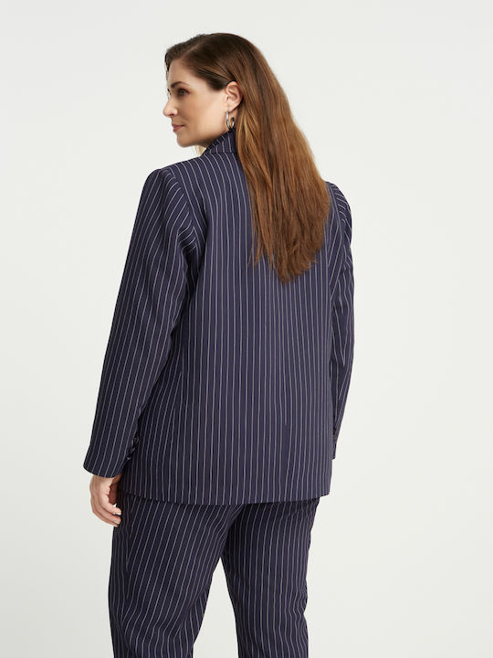 Mat Fashion Μακρύ Γυναικείο Σακάκι Μπλε Mat Fashion Μακρύ Γυναικείο Σακάκι Μπλε