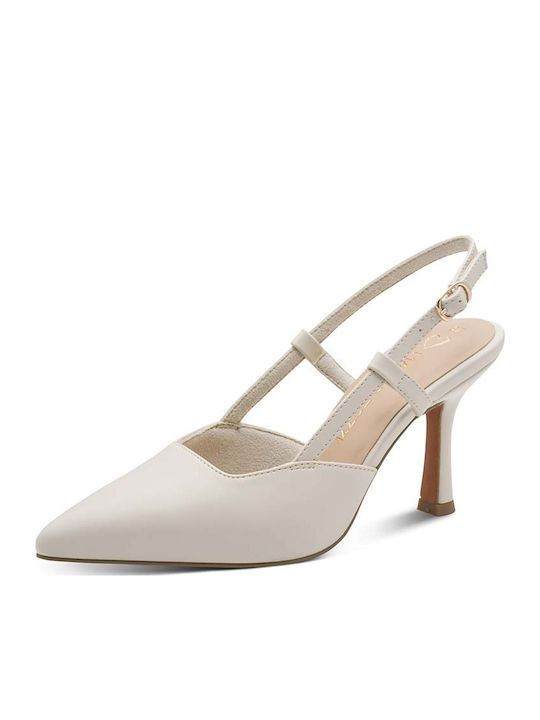 Pantofi cu toc cu Toc Stiletto & Curea Ecru