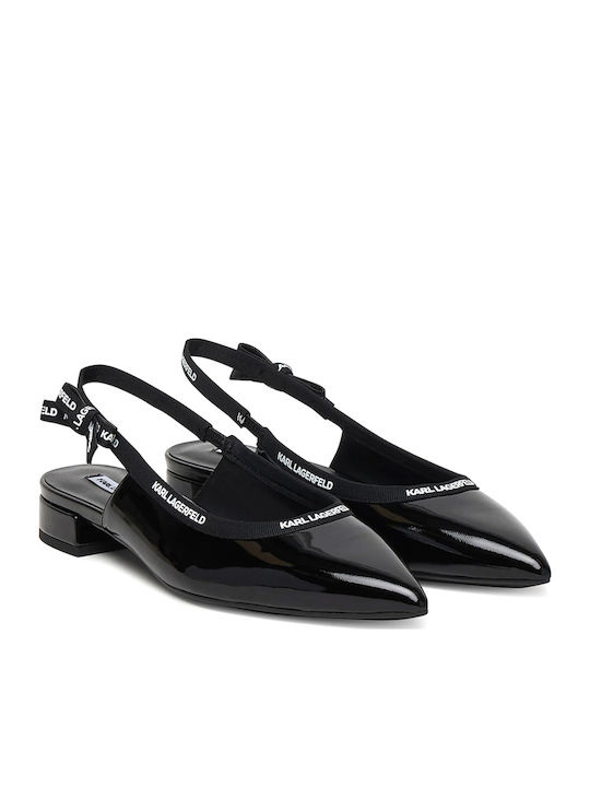 Karl Lagerfeld Patent Leather Slingback Ballerinas Kerrie Black