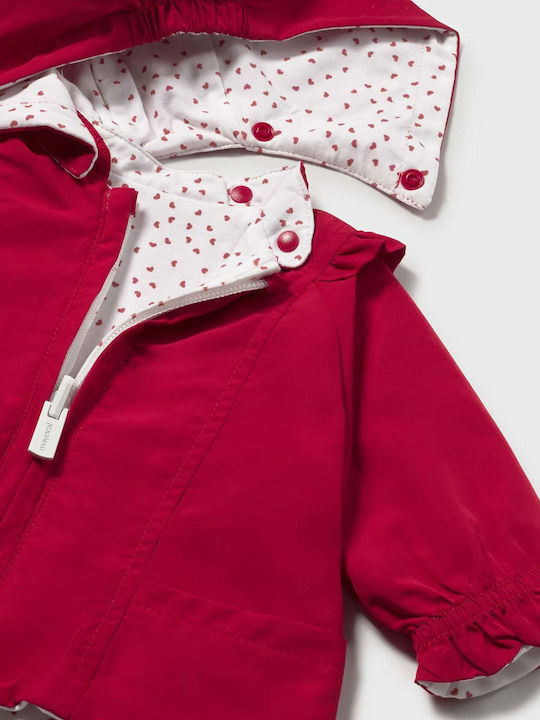 Kids Casual Waterproof Jacket with Hood Red