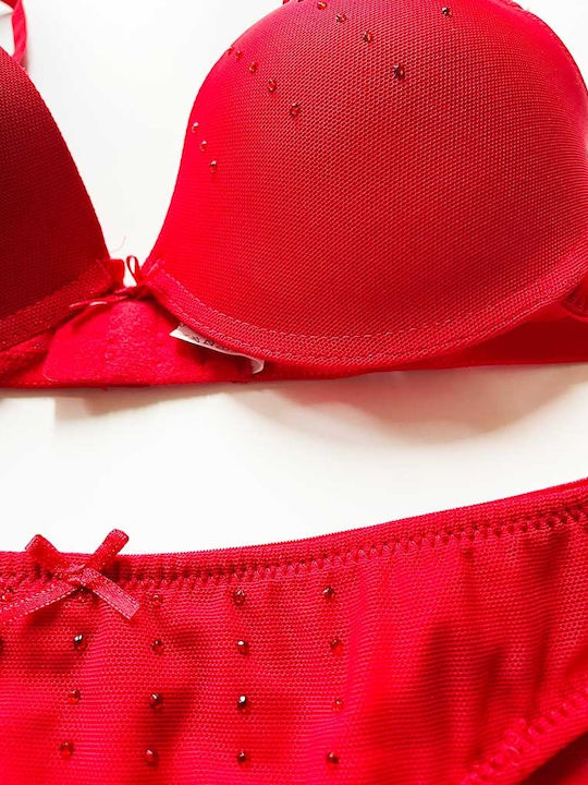 Jadea Underwear Set with Bra & Brazil Red