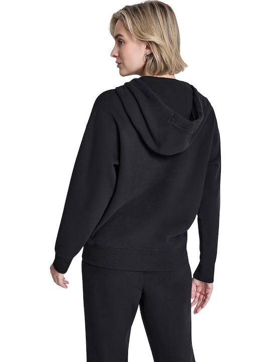 Damen Sweatshirtjacke Kapuzen Schwarz