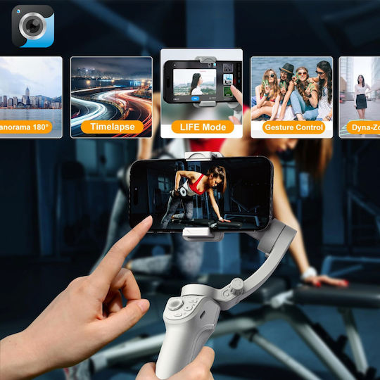 Gimbal Mobil cu Stabilizator pe 3 Axe și o durată de viață a bateriei de 8 ore Argintiu