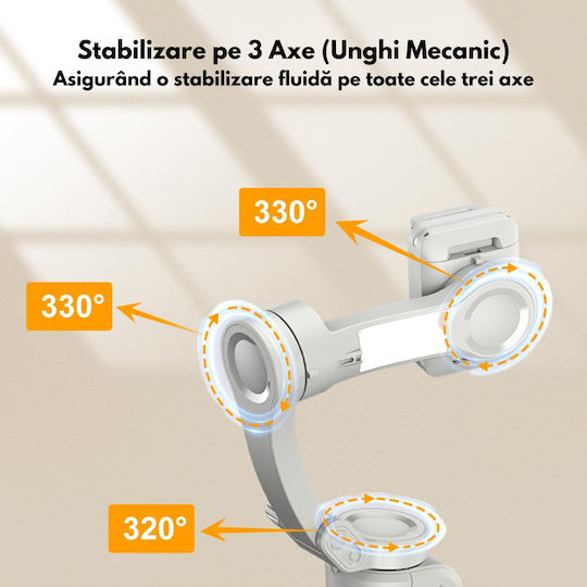 Gimbal Mobil cu Stabilizator pe 3 Axe și o durată de viață a bateriei de 8 ore Argintiu