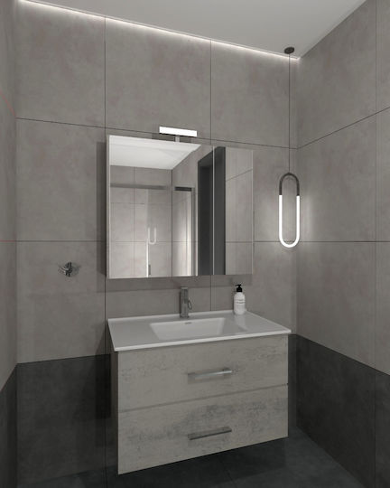 Adriatica 29380-56-CP Badezimmerspiegel mit Schrank Grau