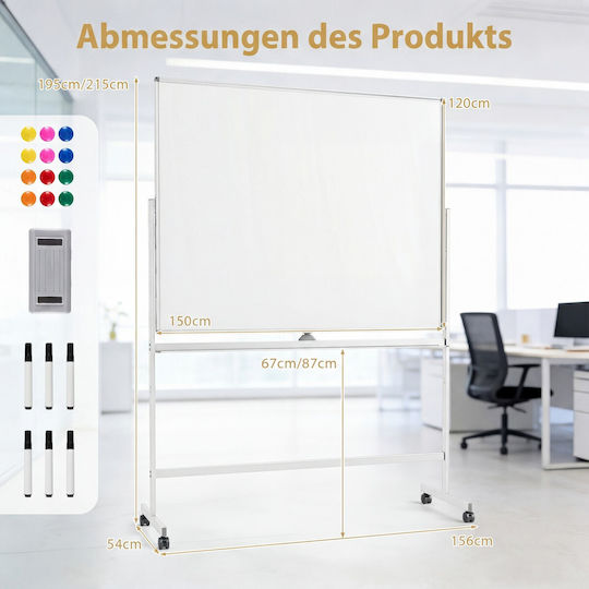 Costway Magnetic Tablă marker Tablă de seminar cu un trepied
