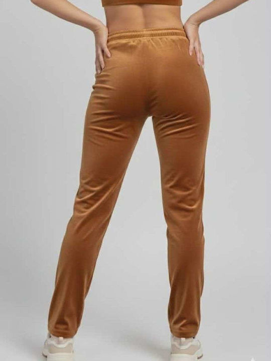 High Waist Sweatpants Jogger Velvet Brown