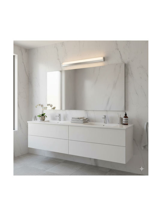 Adeleq Modern Lamp Bathroom with Integrated LED and Warm White Light Silver 60x4.4cm