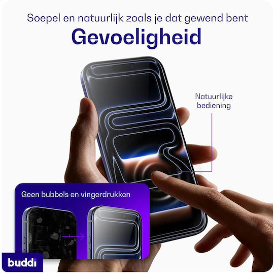 Tempered Glass iPhone 16e 14 13 13 Pro Buddi Easy Fit Full Face Scratch Resistant Screen Protector 2 Pieces Black