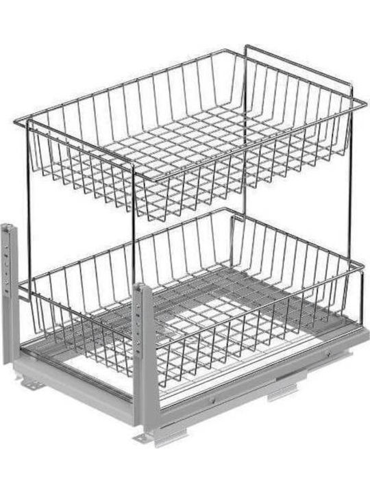 Starax Sertar Rectangular Din Metal În Culoare Argintie 21x50cm S 2120
