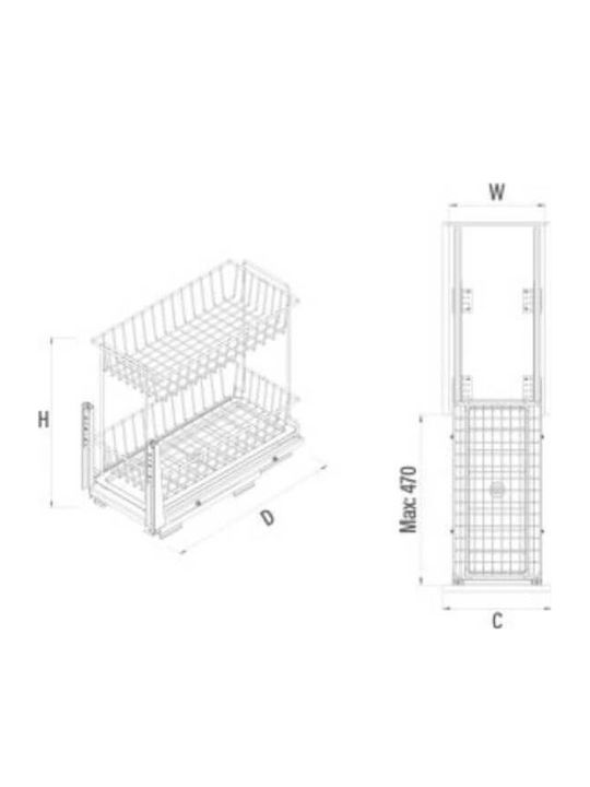 Starax Sertar Rectangular Din Metal În Culoare Argintie 21x50cm S 2120