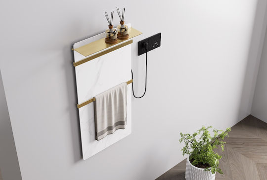 Piccadilly Electric Towel Rail with Glass Front 80x40cm Gold