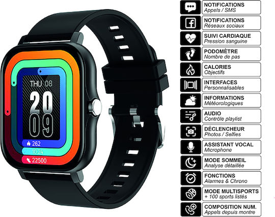 Avizar Smartwatch με Παλμογράφο (Μαύρο)