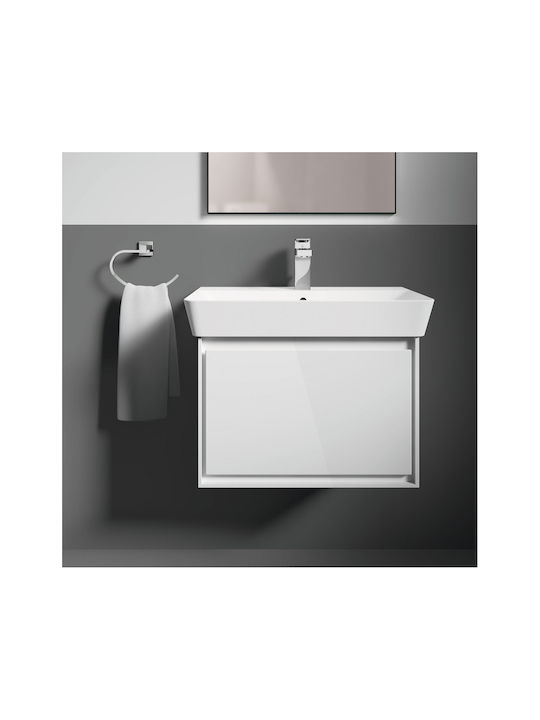 Ideal Standard Iom Square Single Wall-Mounted Bathroom Ring Inox Silver